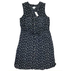 Old navy sleeveless leaf print button front dress
